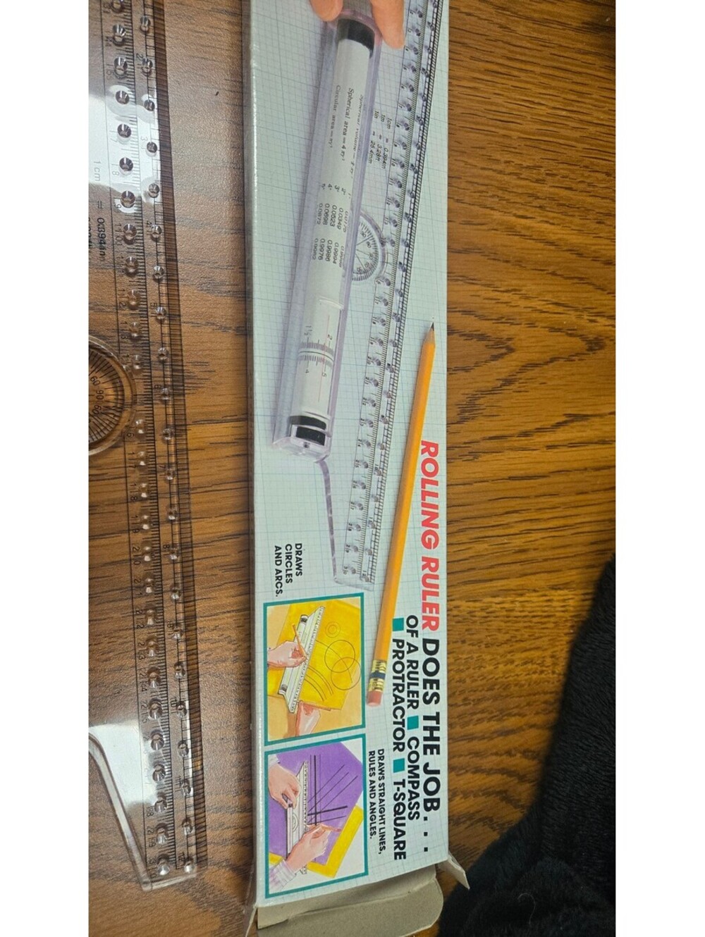 Rolling Ruler with Protractor and Square Function - Picture 2 of 4